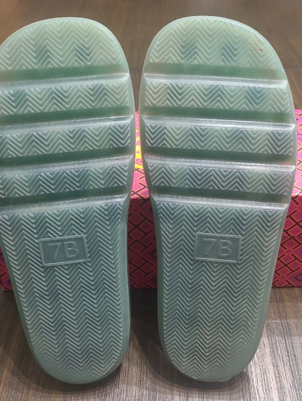 Tory Burch Mint Green Logo Slide Sandals